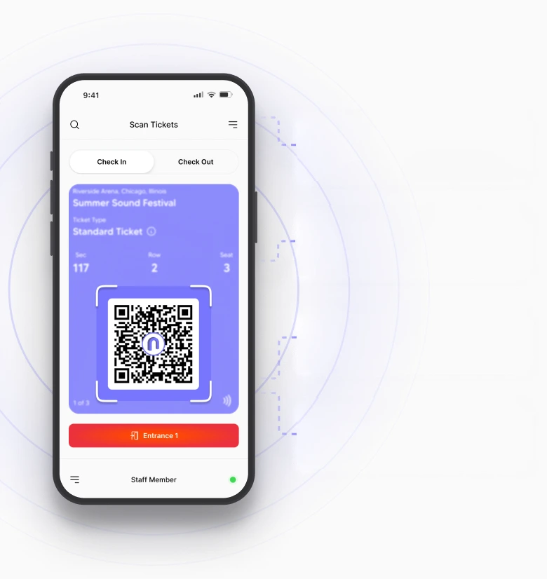 Tixbase scanner app validating a ticket